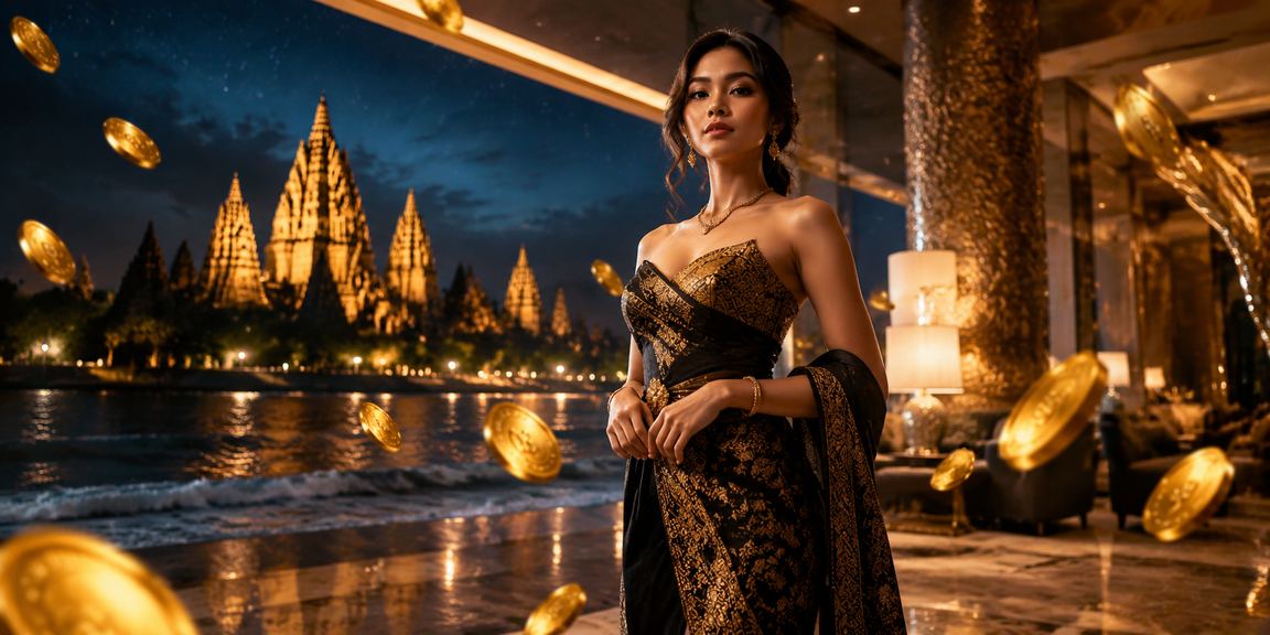 Model Vietnam tersenyum di depan tampilan bonus deposit kasino online berwarna neon