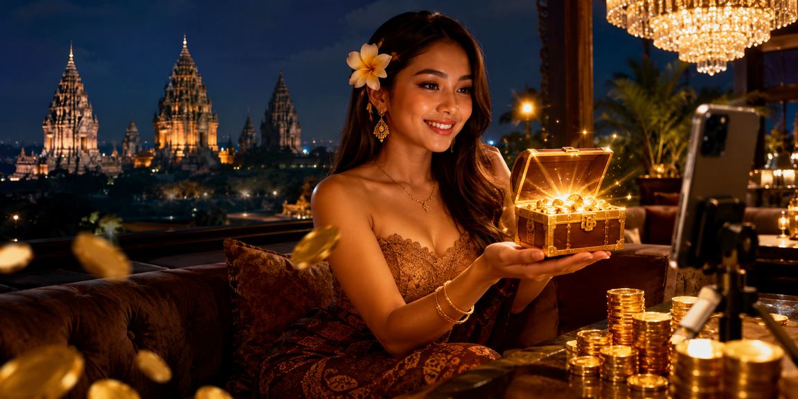 Model Vietnam menggunakan ponsel untuk mengakses kasino mobile dengan tampilan neon cerah
